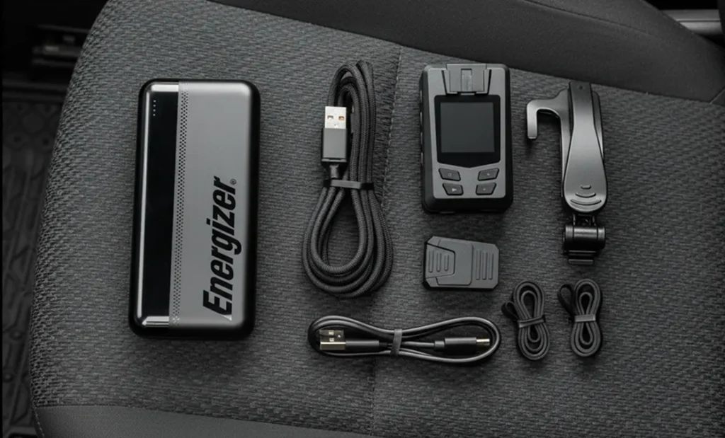 Cámara de vigilancia para coche CarVig con batería externa y accesorios para autonomía prolongada